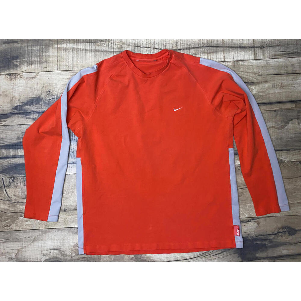 Nike MMIV T-shirt Vintage 90s Long Sleeve Athletic Stretch XL red-orange